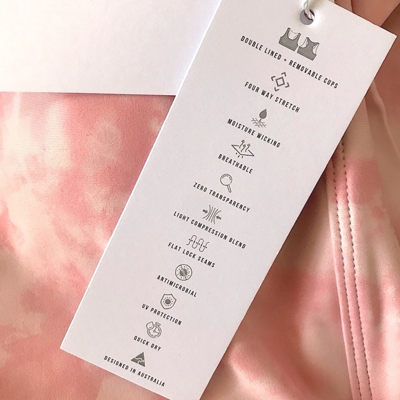 ALL FENIX x ANTHROPOLOGIE BLUSH PINK TIE DYE MOISTURE WICK LONG BRA SIZE MEDIUM - Picture 12 of 14